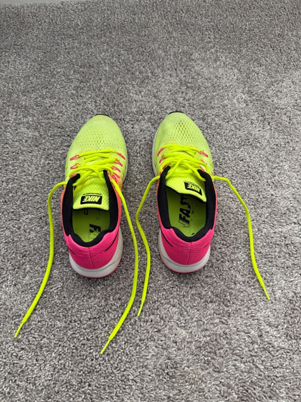 Nike Women’s Zoom Pegasus 33 Neon Yellow and Hot Pink Running Sneakers